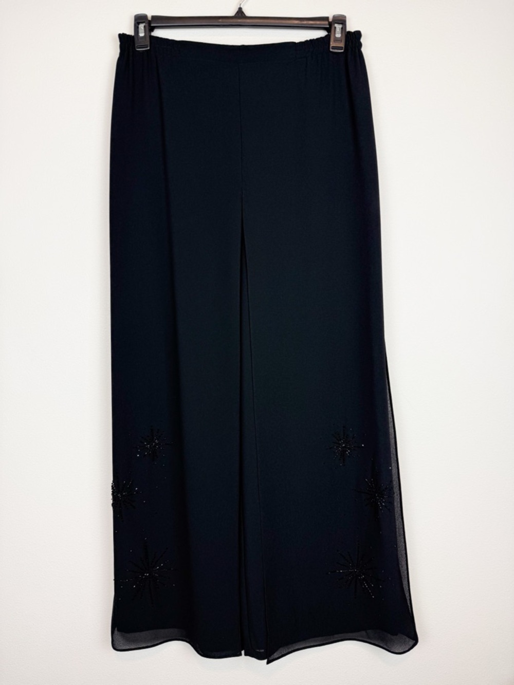 Vintage Adrianna Papell Evening Essentials Black Beaded Duster Pants Set Medium - Picture 8 of 13